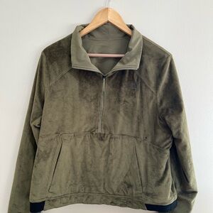 The North Face Shelba Rasquel olive green reversible Fleece 1/2 zip large
